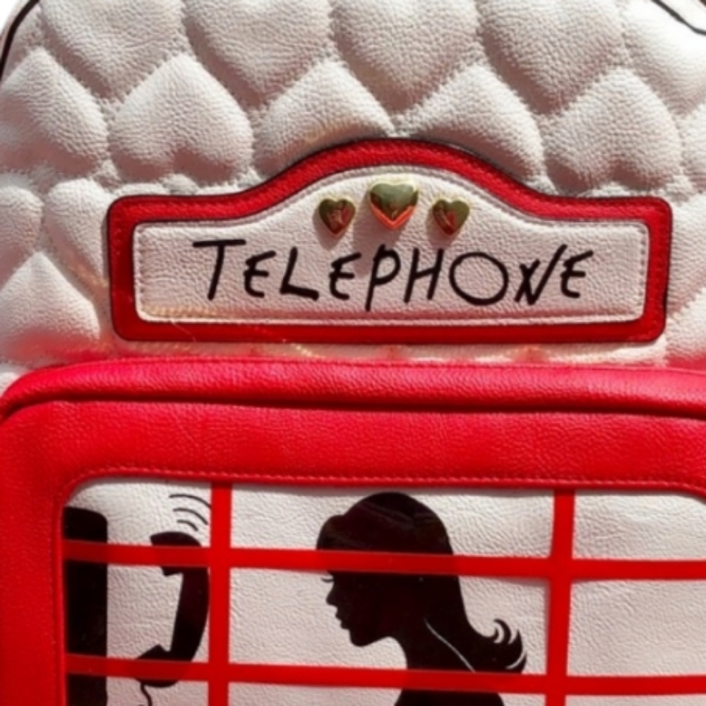 Rare! Betsey Johnson Phone Booth Backpack NWOT - Picture 3 of 12